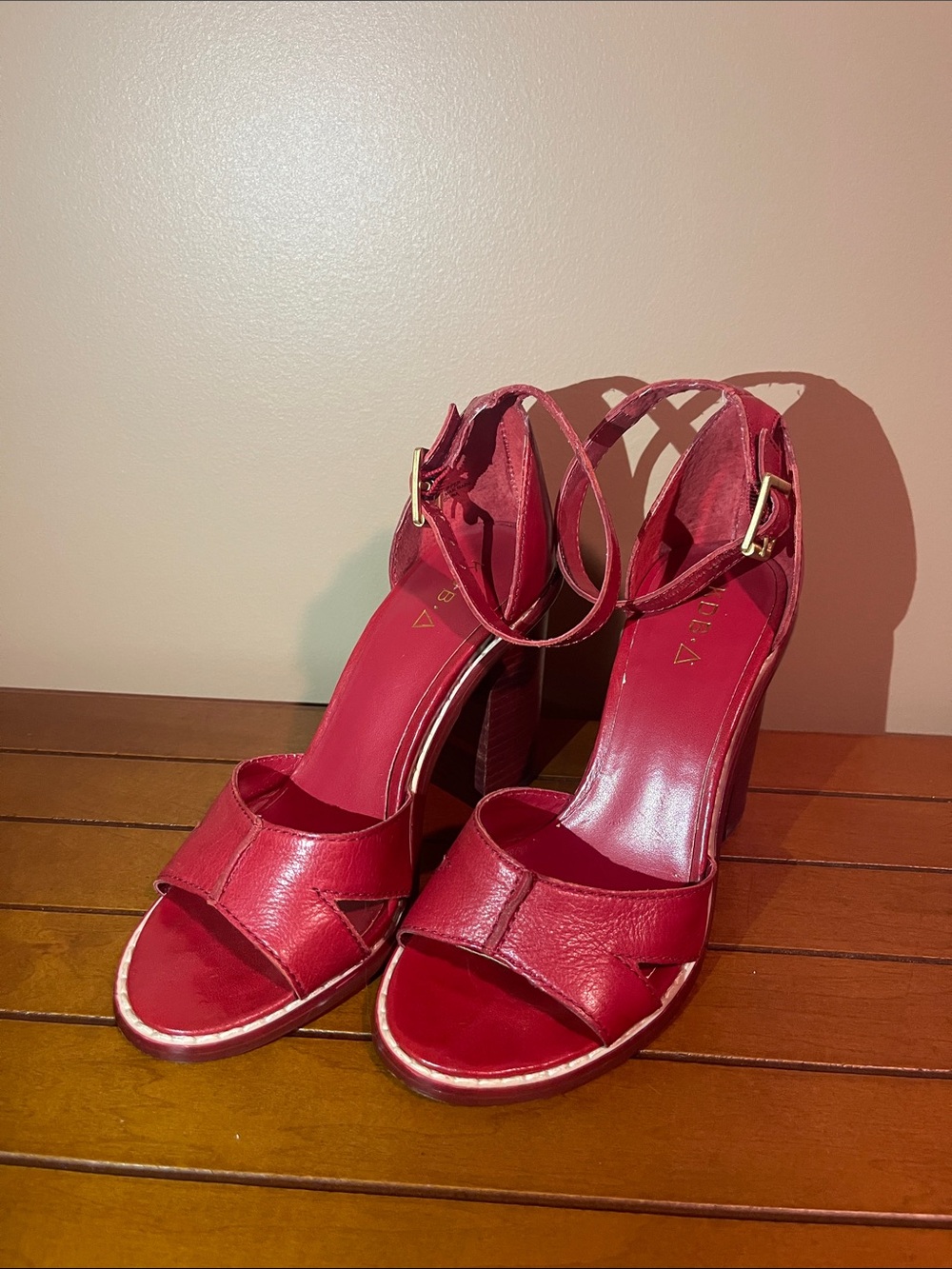Kelsi Dagger Red Strappy Block Heel Sandals
